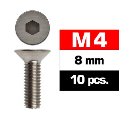 Screws - Flat head - M4x8mm (x10)