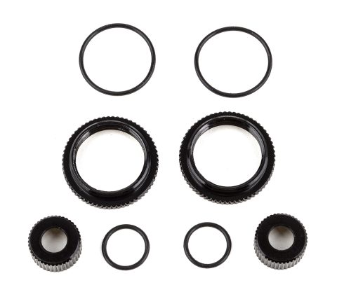 AS91929 - Team Associated 13mm Shock Collar and Seal Retainer Set, black aluminum
