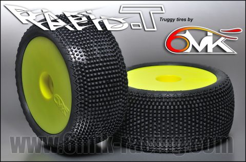 TU11S - 6Mik "Rapid-T" Tyres glued on rims - Silver compound (x2) ULTRA (x2) white or yellow wheels
